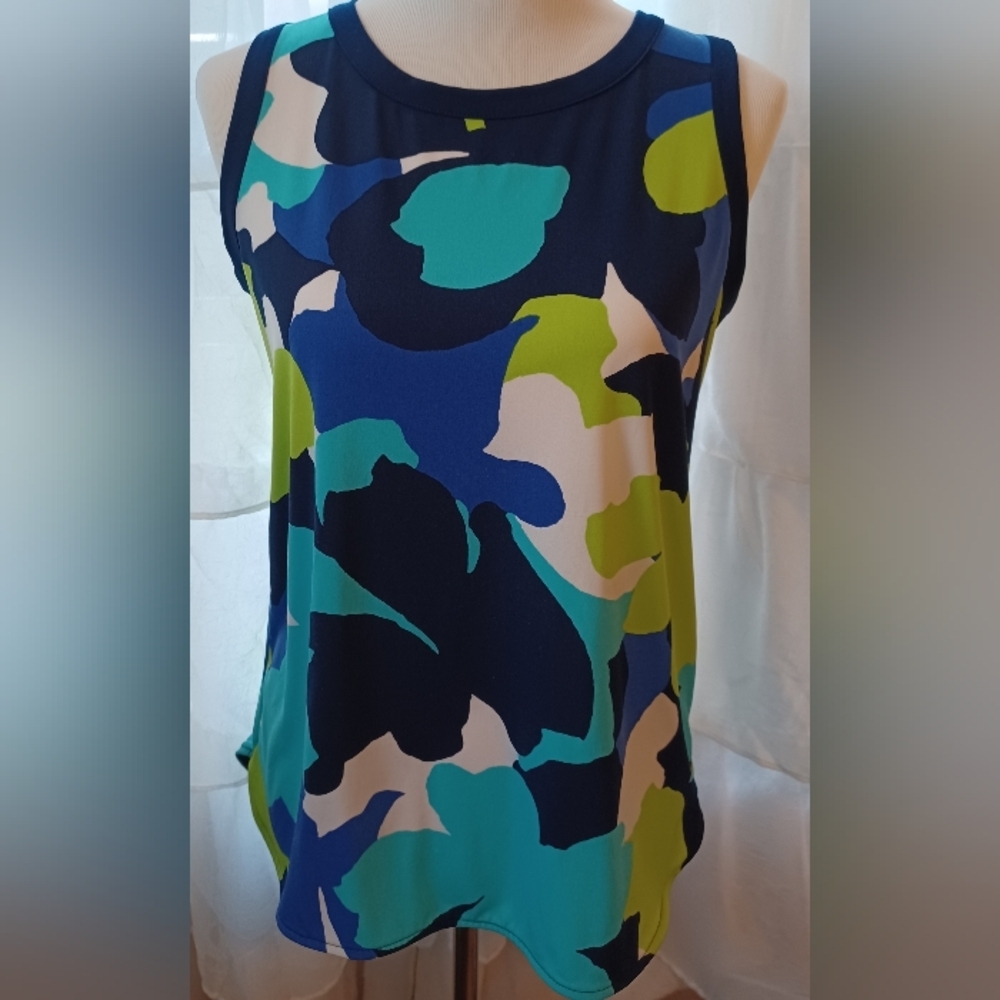 Liz C floral colorful sleeveless top/blouse SMALL